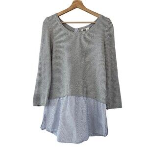 Anthropologie MOTH Wool Blend Layered Knit Prepph Top Blouse Sz Large